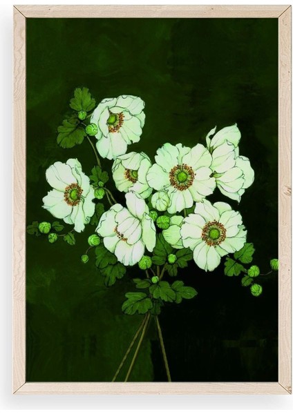 Çiçekler Ahşap Çerçeveli Tablo