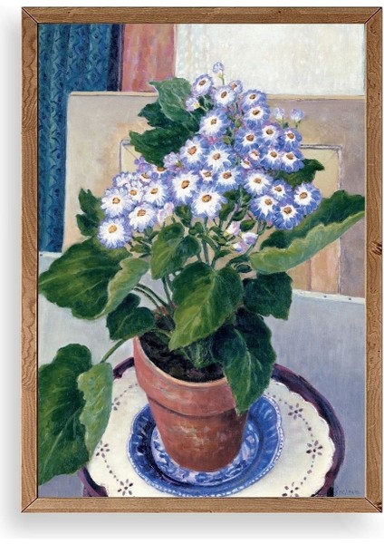 Saksıdaki Çiçek Ahşap Çerçeveli Tablo