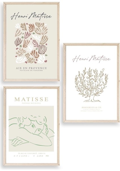 Matisse Üçlü Ahşap Çerçeveli Tablo