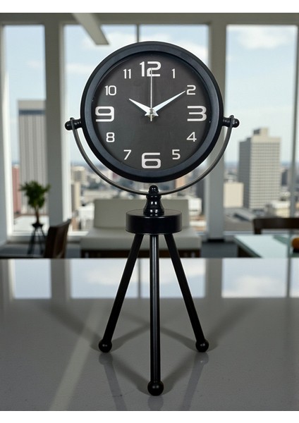 Zentime Siyah Zarif Üç Ayaklı Masa Saati