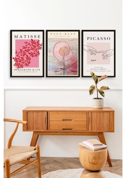 Ünlü Tablolar Üçlü Ahşap Çerçeveli Tablo modelleri