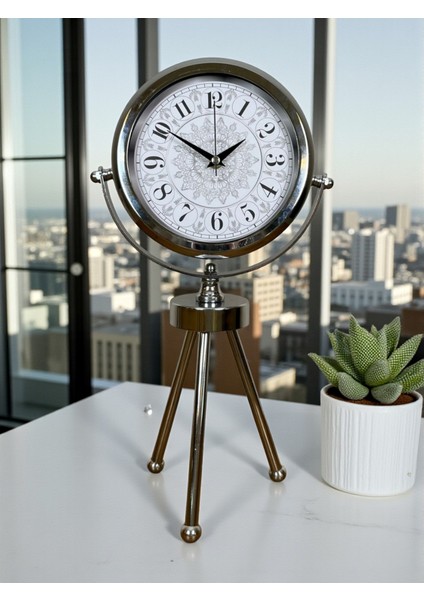 Zentime Krom Şık Üç Ayaklı Masa Saati