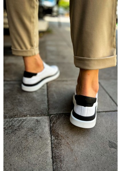 CH979 - Santoni Gbt Spor Erkek Ayakkabı Beyaz/sıyah indirimleri