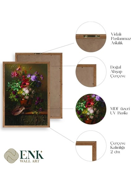 Çiçekler Ahşap Çerçeveli Tablo fırsatları