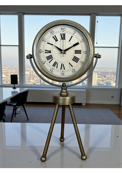 Zentime Eskitme Vintage Üç Ayaklı Masa Saati