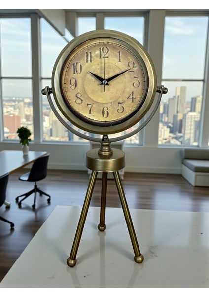 Zentime Eskitme Vintage Üç Ayaklı Masa Saati