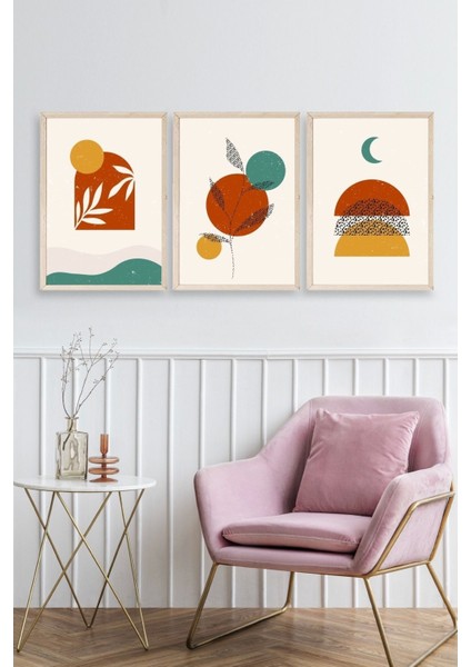 Manzara Üçlü Ahşap Çerçeveli Tablo fiyatları