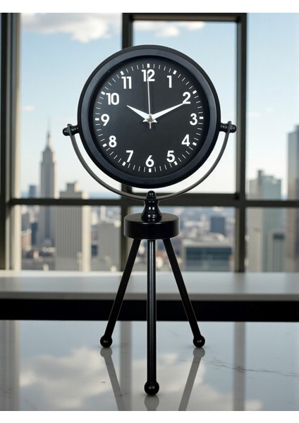 Zentime Siyah Zarif Üç Ayaklı Masa Saati