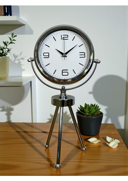 Zentime Krom Şık Üç Ayaklı Masa Saati