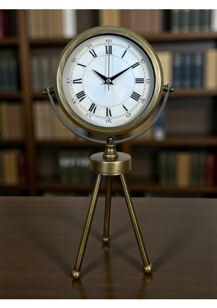 Zentime Eskitme Vintage Üç Ayaklı Masa Saati
