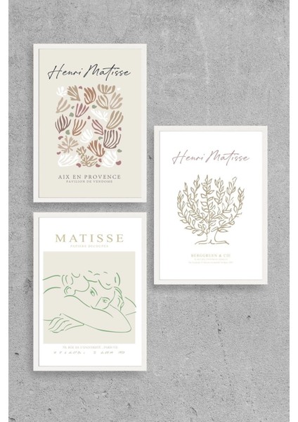 Matisse Üçlü Ahşap Çerçeveli Tablo