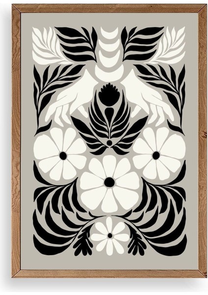 Çiçek Ahşap Çerçeveli Tablo