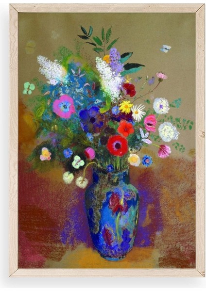 Çiçekler Ahşap Çerçeveli Tablo