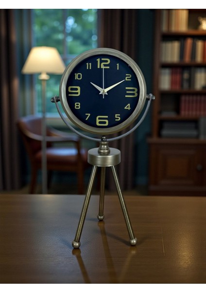 Zentime Eskitme Vintage Üç Ayaklı Masa Saati