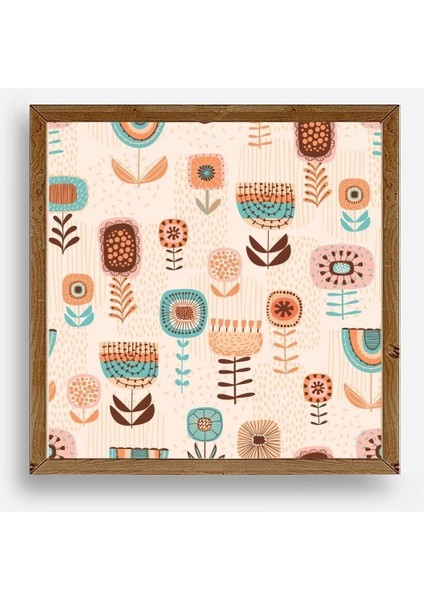 Çiçekler Ahşap Çerçeveli Tablo