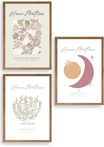 Matisse Üçlü Ahşap Çerçeveli Tablo