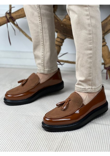 CH002 - Rst Loafer Verniciata Erkek Ayakkabı Kahve