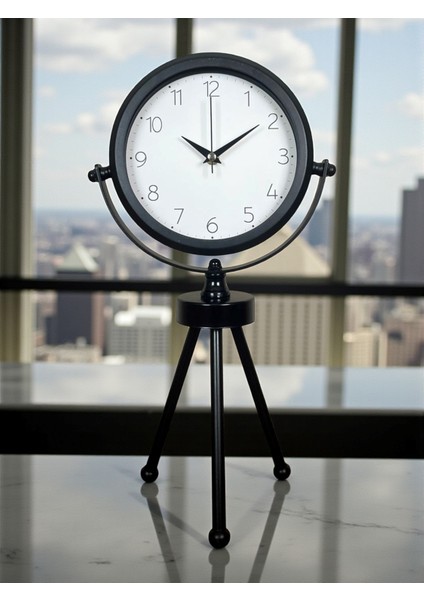 Zentime Siyah Zarif Üç Ayaklı Masa Saati