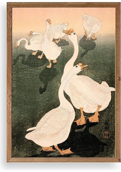 Kuğular Ahşap Çerçeveli Tablo