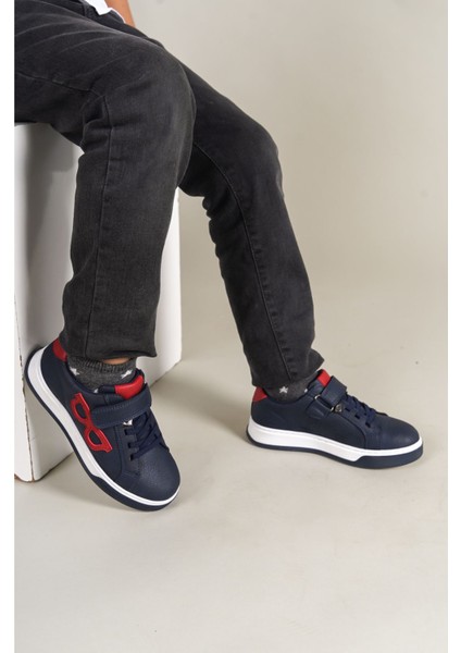 1011 - Glasses-X Çocuk Ayakkabı Lacivert Kırmızı Beyaz