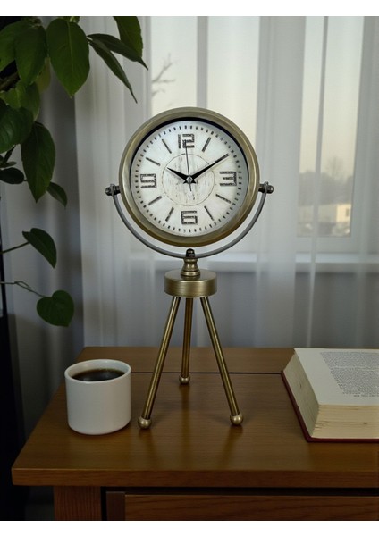 Zentime Eskitme Vintage Üç Ayaklı Masa Saati