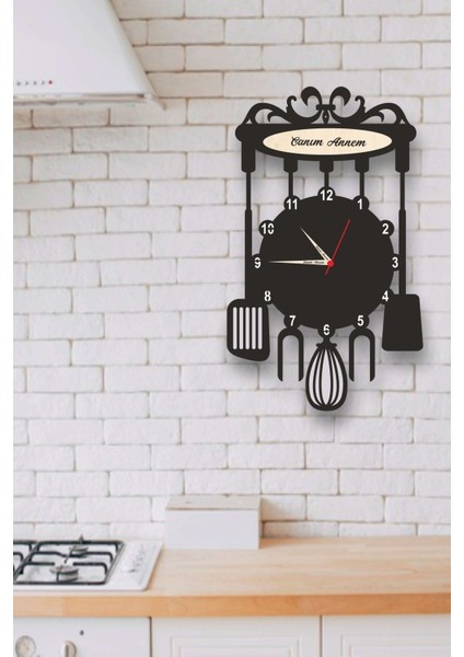 Anneler Gününe Özel Şık Mutfak Saati, Siyah Renk