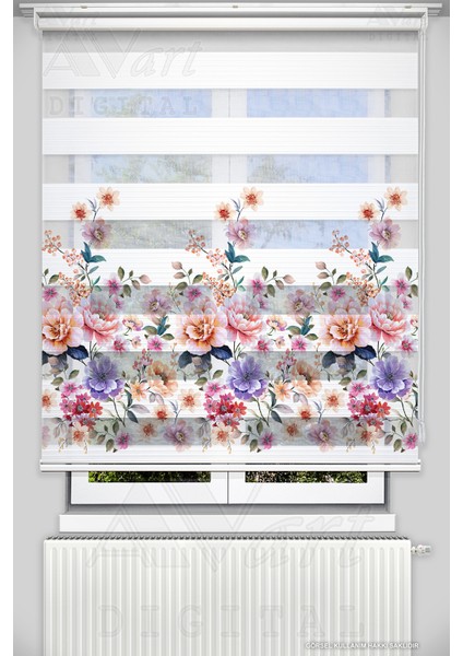 Bahar Çiçekleri Baskılı Zebra Stor Perde - Dijital Baskılı Zebra Stor Perde