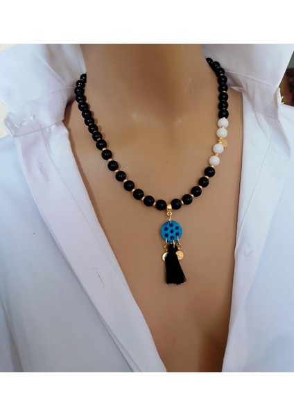 Taraftar Renkleri Doğal Taş Unisex Kolye Renk Seçenekli