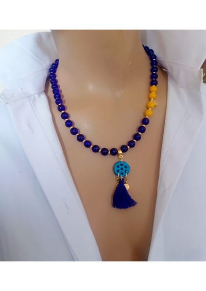 Taraftar Renkleri Doğal Taş Unisex Kolye Renk Seçenekli