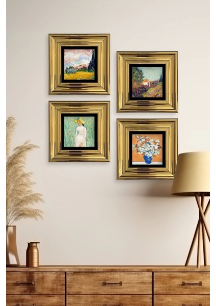 Van Gogh 4 Lü Set Çerçeveli Taş Tablo fiyatları