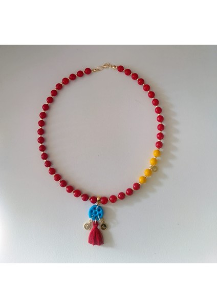 Taraftar Renkleri Doğal Taş Unisex Kolye Renk Seçenekli fiyatları