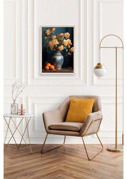 Çiçekli Vazo Ahşap Çerçeveli Tablo fiyatları