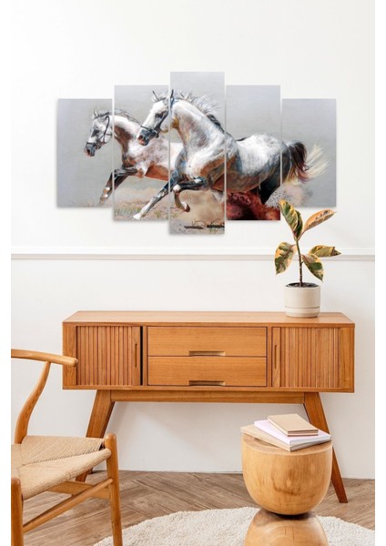 Atlar Manzara 5 Parçalı Mdf Tablo fiyatları