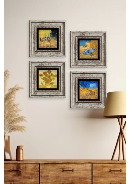 Van Gogh 4 Lü Set Çerçeveli Taş Tablo fiyatları
