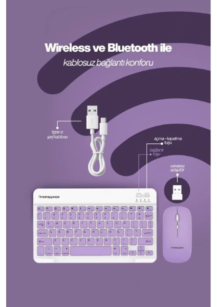 Mor Kablosuz Klavye ve Mouse Seti fiyatları