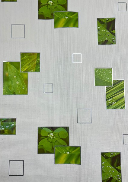 Beyaz Yeşil Yaprak Desen Ucuz Duvar Kağıdı