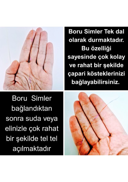 Hazır Çapari Kombini Boru Sim Ultraviyole Uv Neon 3 Renkli Kırmızı – Fuşya – Mor Makarada