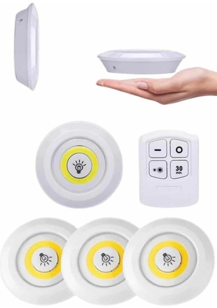Bfs Yapışkanlı 3'lü Spot LED Işık Lamba Montajsız Pilli Uzaktan Kumandalı fırsatları