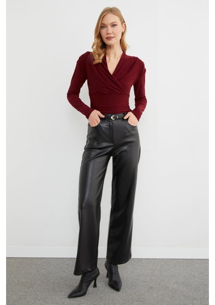 Omuz Vatkalı Kruvaze Yaka Bluz modelleri