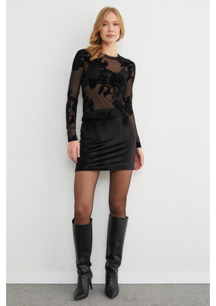 Çiçek Desenli Transparan Bluz indirimleri