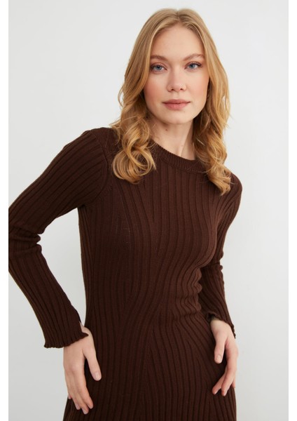 Basic Kol Detaylı Triko Mini Elbise