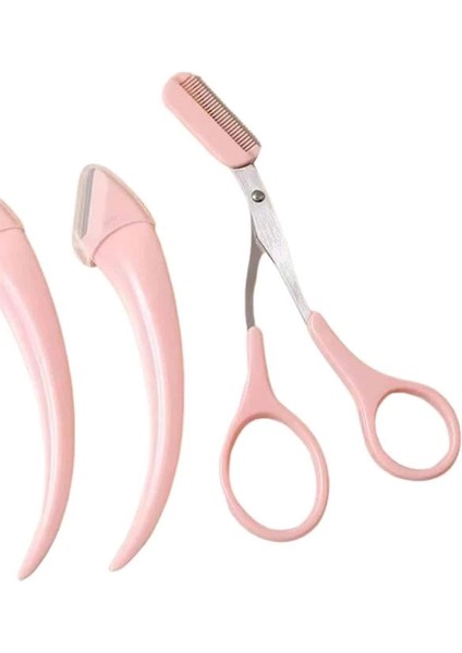 Taraklı Kaş Bıyık Makası ve Kaş Ustura Seti Kaş Bıyık Tüy Alma Epilasyon Aleti 2'li Set modelleri