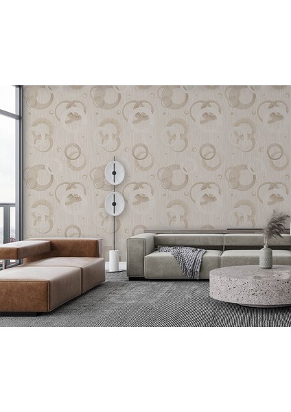 Krem Kahverengi Geometrik Desen Ucuz Duvar Kağıdı 531602 fiyatları