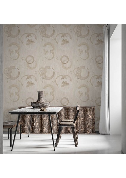 Krem Kahverengi Geometrik Desen Ucuz Duvar Kağıdı 531602 modelleri