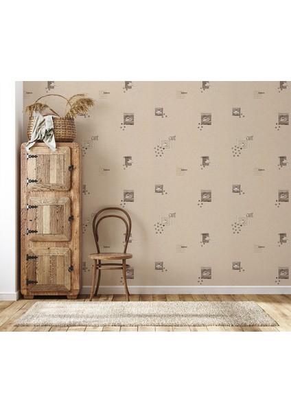 Kahve Desenli Dokulu Duvar Kağıdı 53116