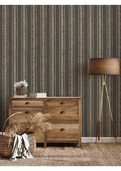Çizgili Buğday Desen Ucuz Duvar Kağıdı 48043