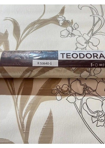 Krem Kahverengi Çiçek Desen Ucuz Duvar Kağıdı 536401
