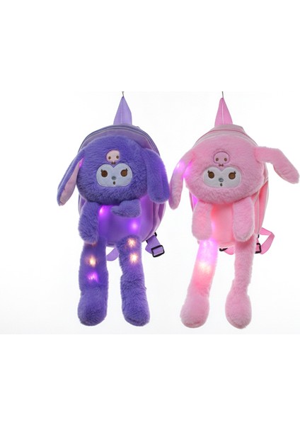 Peluş Işıklı Oynar Kulaklı Kuromi Sırt Çantası modelleri