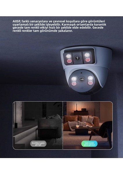 Çift Ekranlı Kablosuz Wifi Iç Mekan Güvenlik Kamerası – Tavana Monte Edilen Kurulum, Zahmetsiz Kurulum Için Delme Gerektirmez. 8 Megapiksel Çözünürlük ve Sıfır Kör Nokta Özelliğine Sahiptir fiyatları