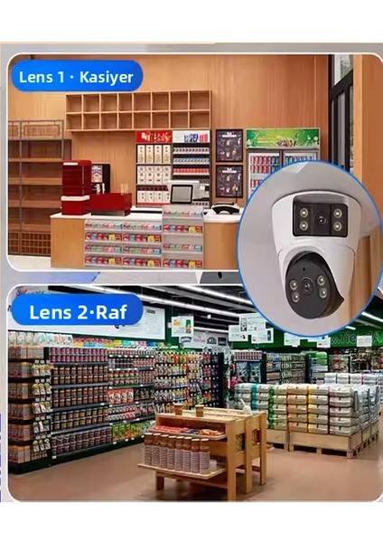 Çift Ekranlı Kablosuz Wifi Iç Mekan Güvenlik Kamerası – Tavana Monte Edilen Kurulum, Zahmetsiz Kurulum Için Delme Gerektirmez. 8 Megapiksel Çözünürlük ve Sıfır Kör Nokta Özelliğine Sahiptir modelleri